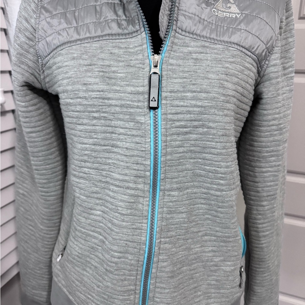 Gerry Weber Women's Light Gray Jacket with Teal Highlights